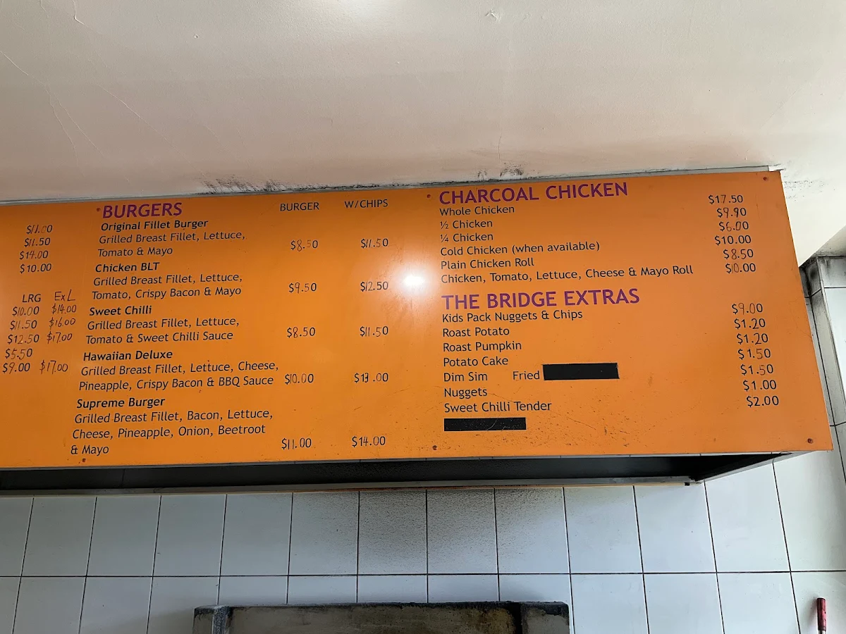 Menu, The Bridge Charcoal Chicken