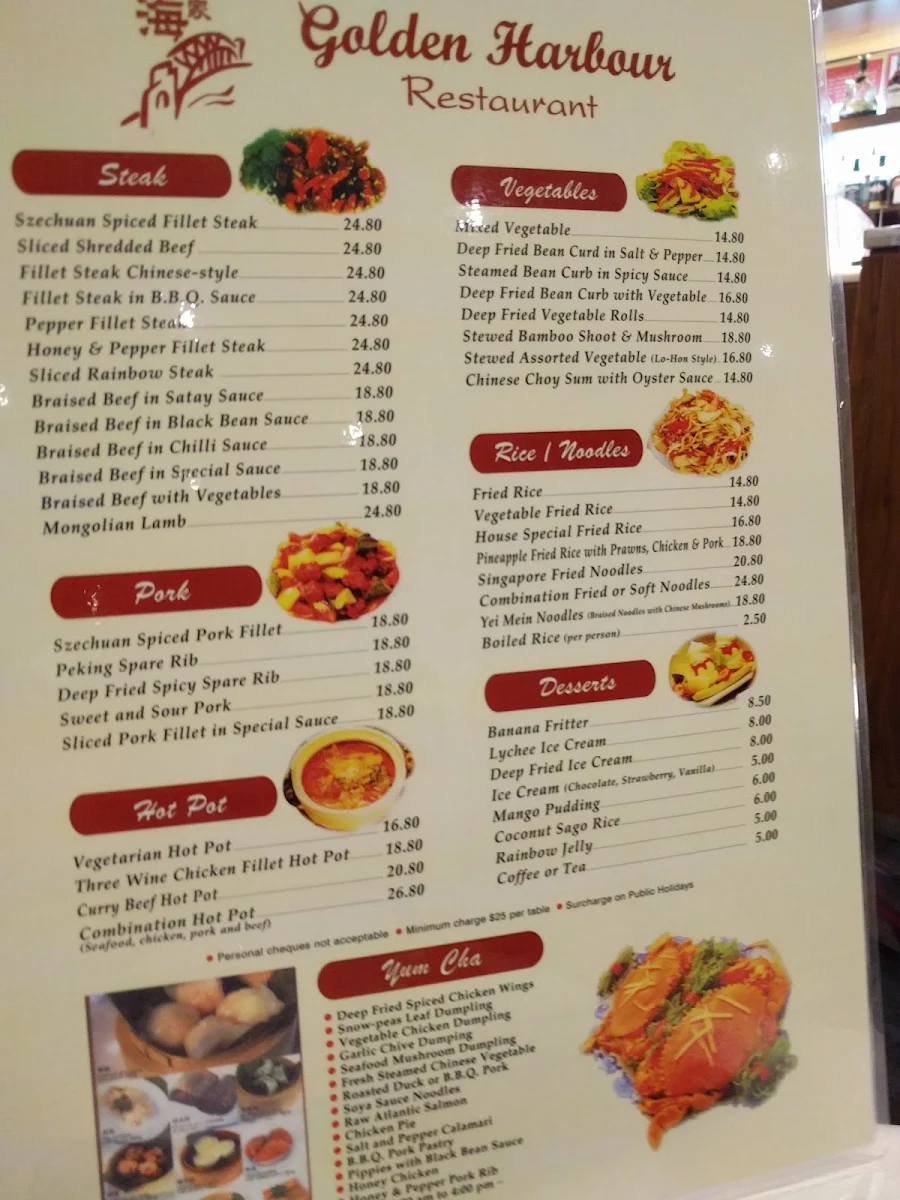 Menu, Golden Harbour Restaurant