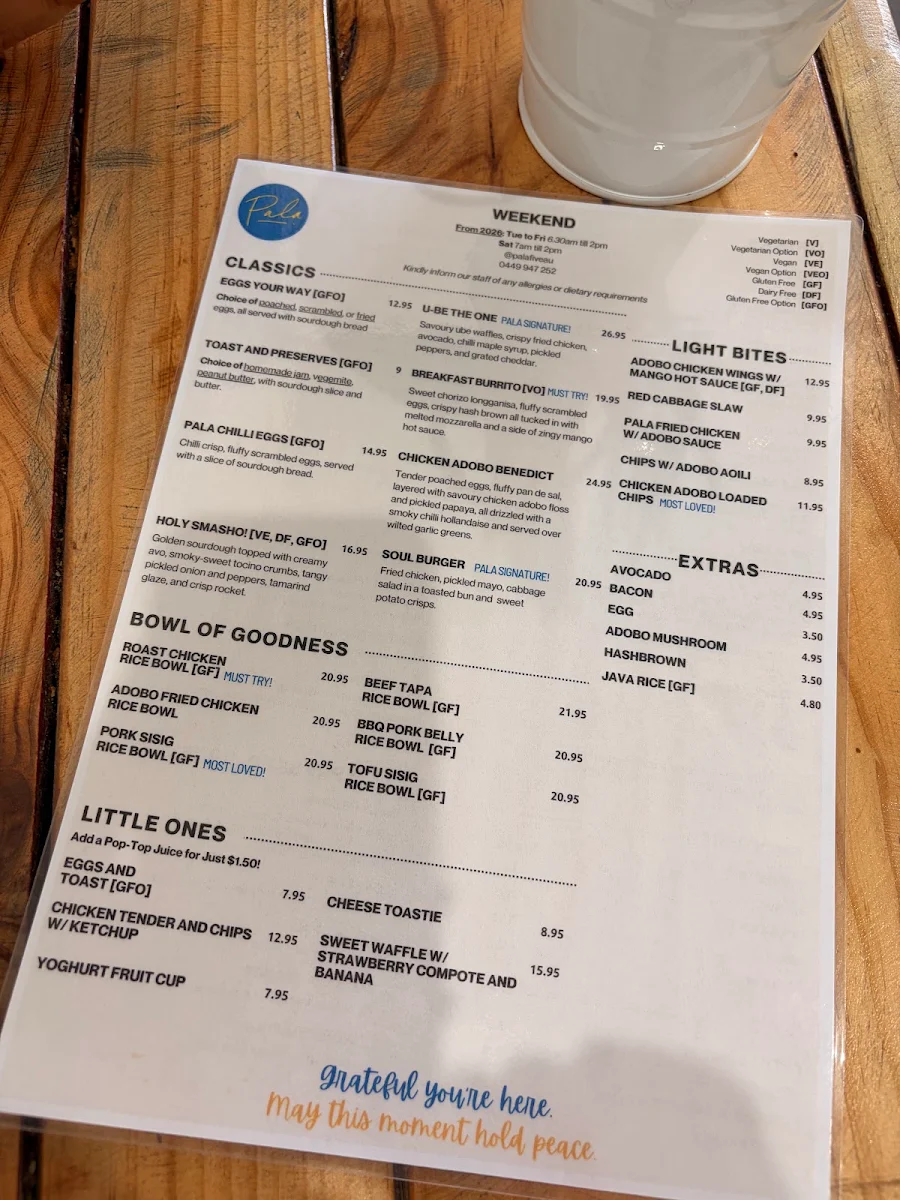 Menu, Pala5