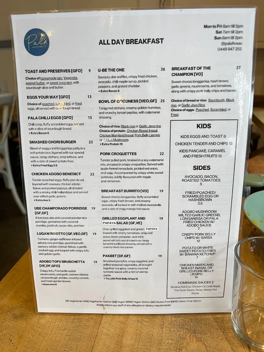 Menu, Pala5