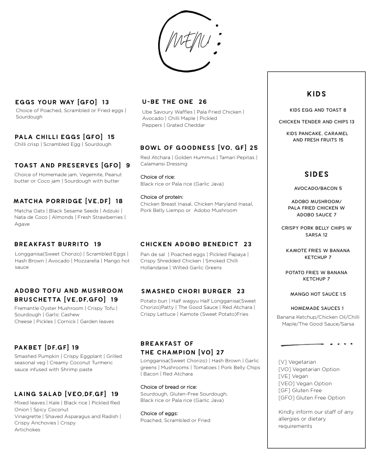 Menu, Pala5