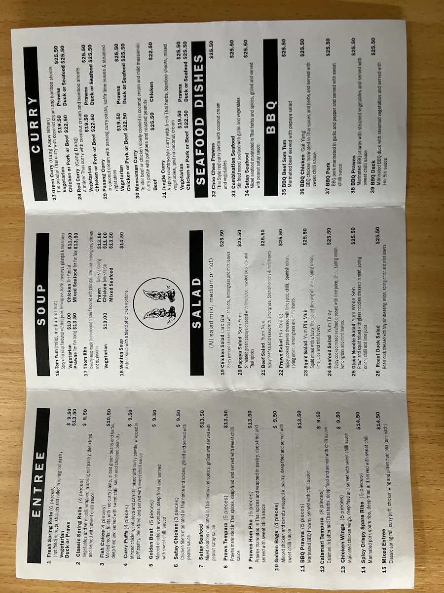 Menu, Real Thai Kitchen Restaurant