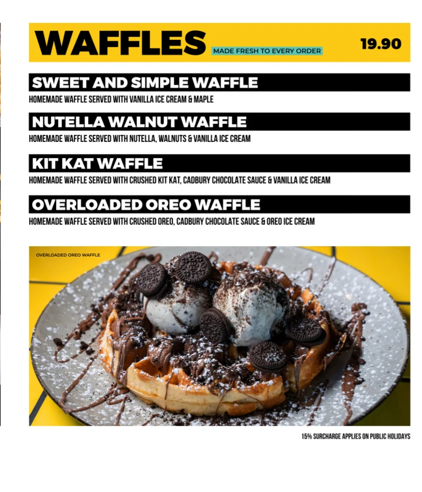 Menu, Burger Road - Watsonia