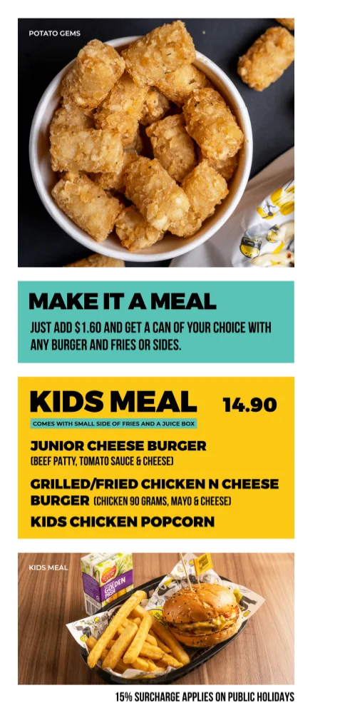Menu, Burger Road - Watsonia