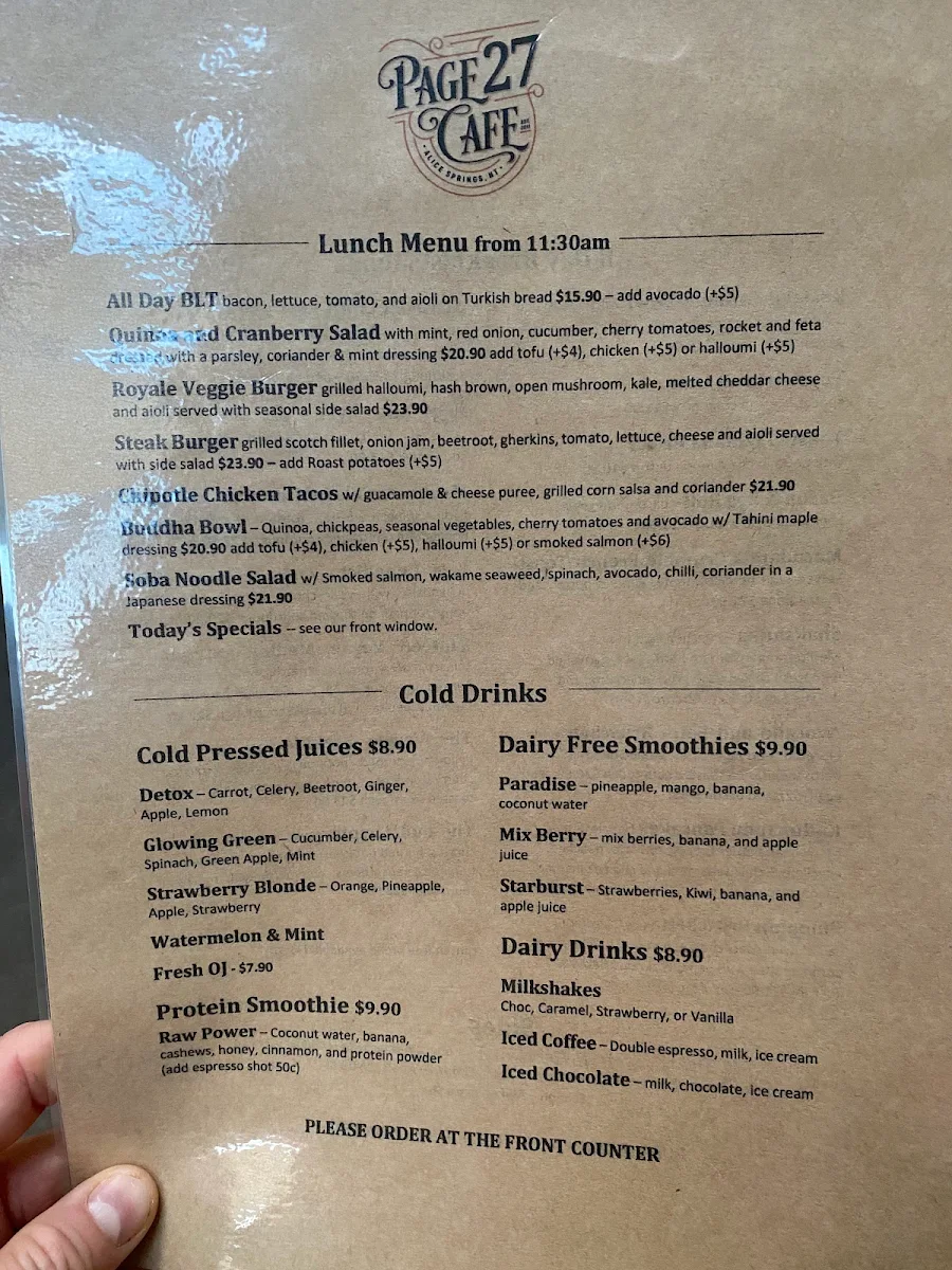 Menu, Page 27 Cafe