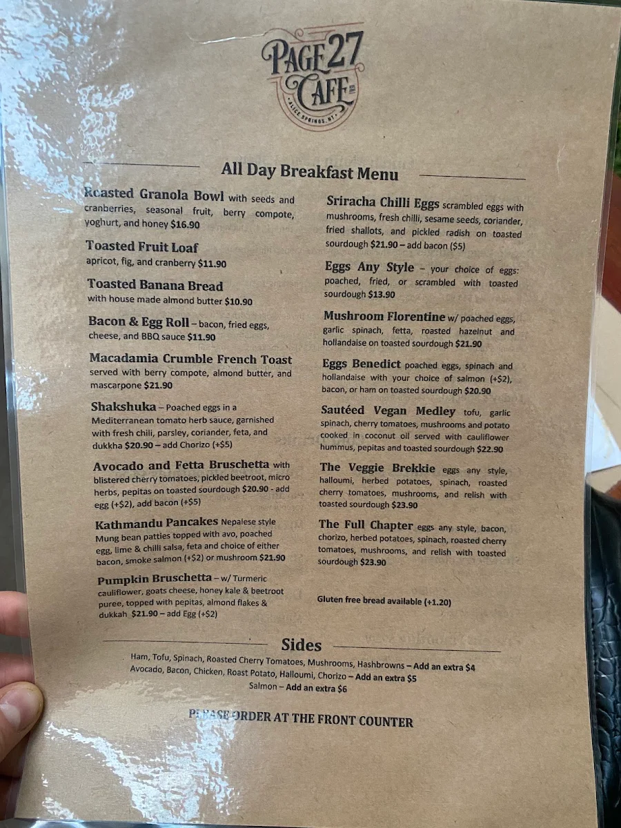 Menu, Page 27 Cafe
