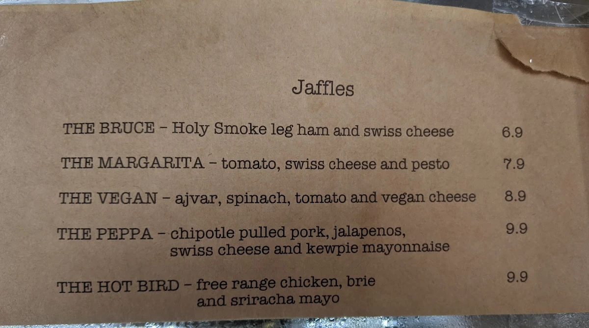 Menu, Little Horn Espresso