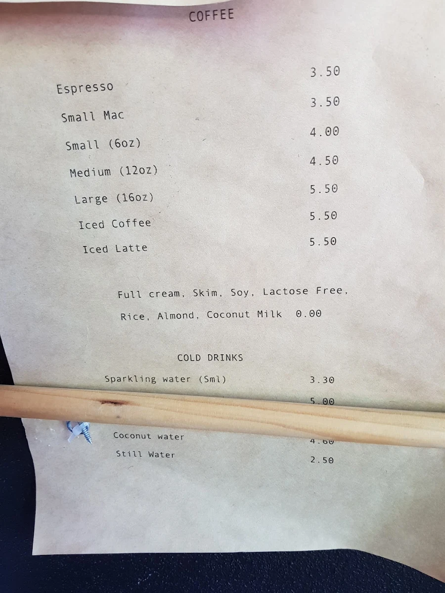 Menu, Little Horn Espresso