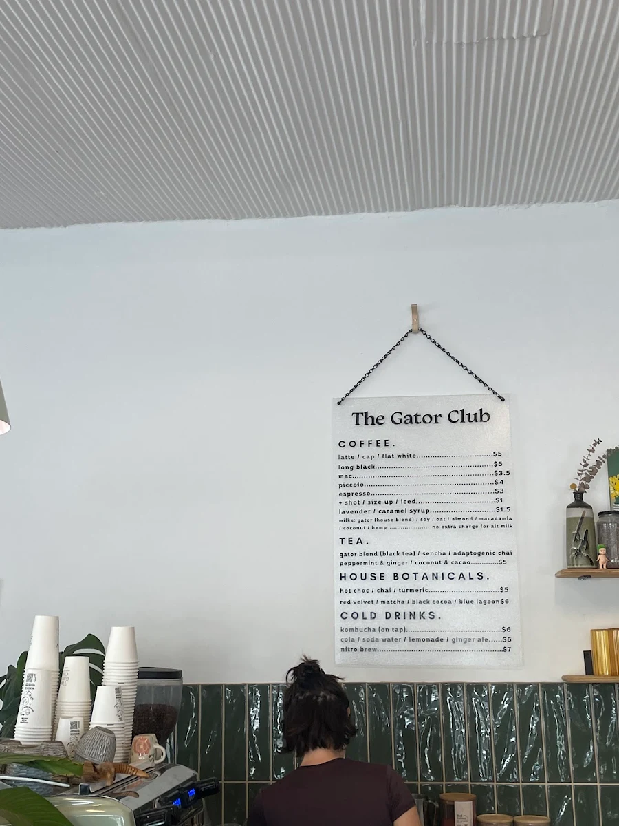 Menu, The Gator Club
