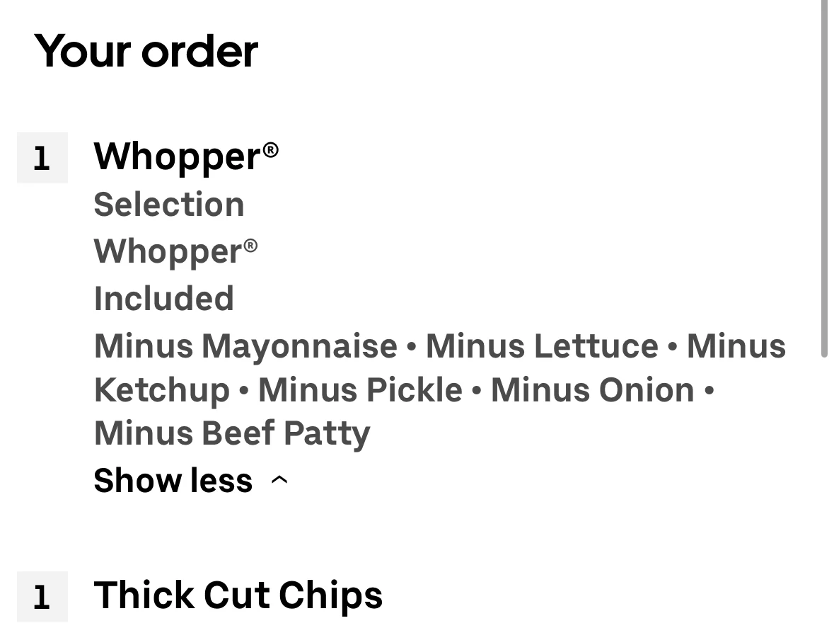 Menu, Hungry Jack's Burgers Fairy Meadow