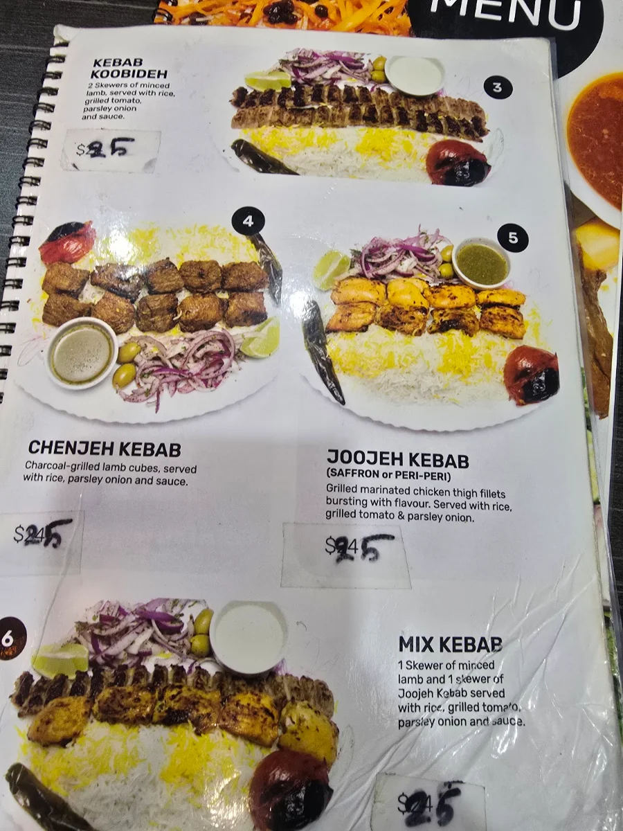 Menu, Abbas Afghan Restaurant