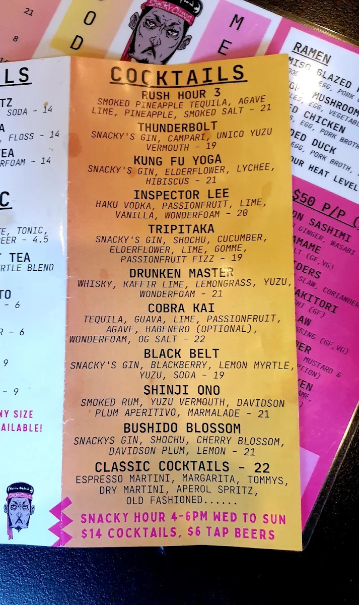 Menu, Snacky Chans