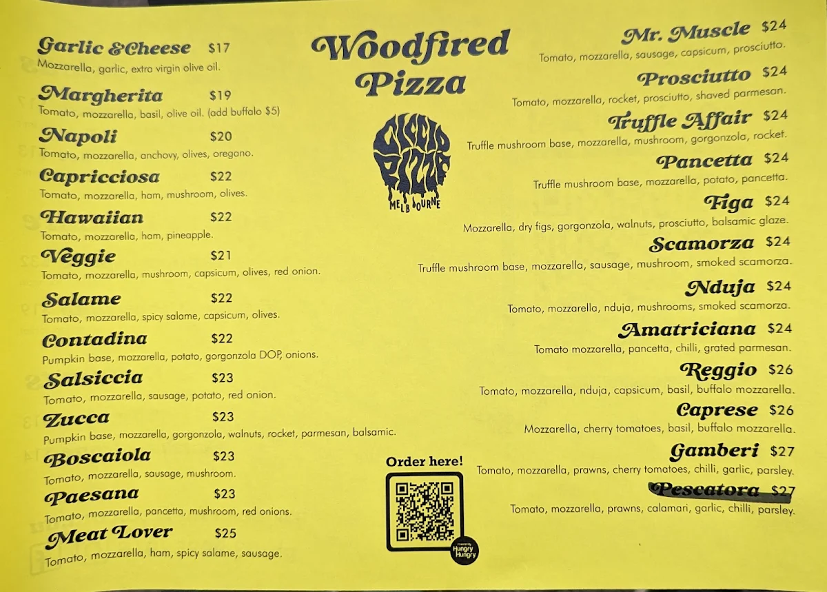 Menu, Ciccio Pizza