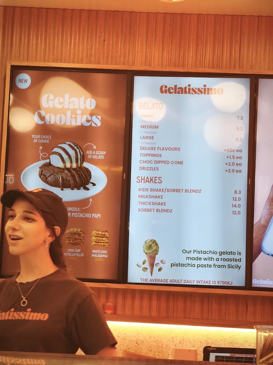 Menu, Gelatissimo Surfers Paradise