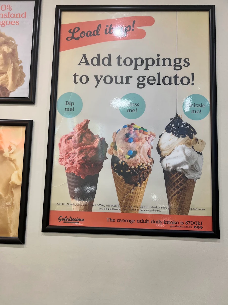 Menu, Gelatissimo Surfers Paradise