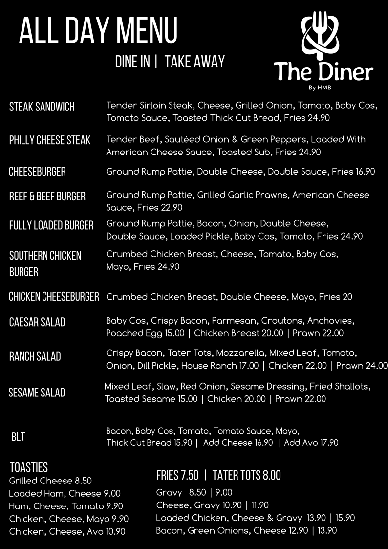 Menu, The Diner Cairns