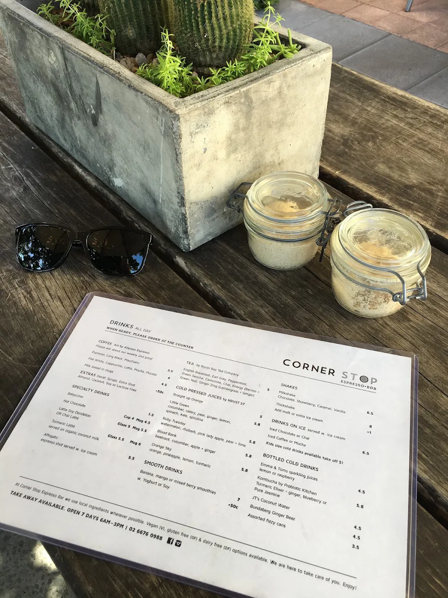 Menu, Corner Stop Espresso Bar