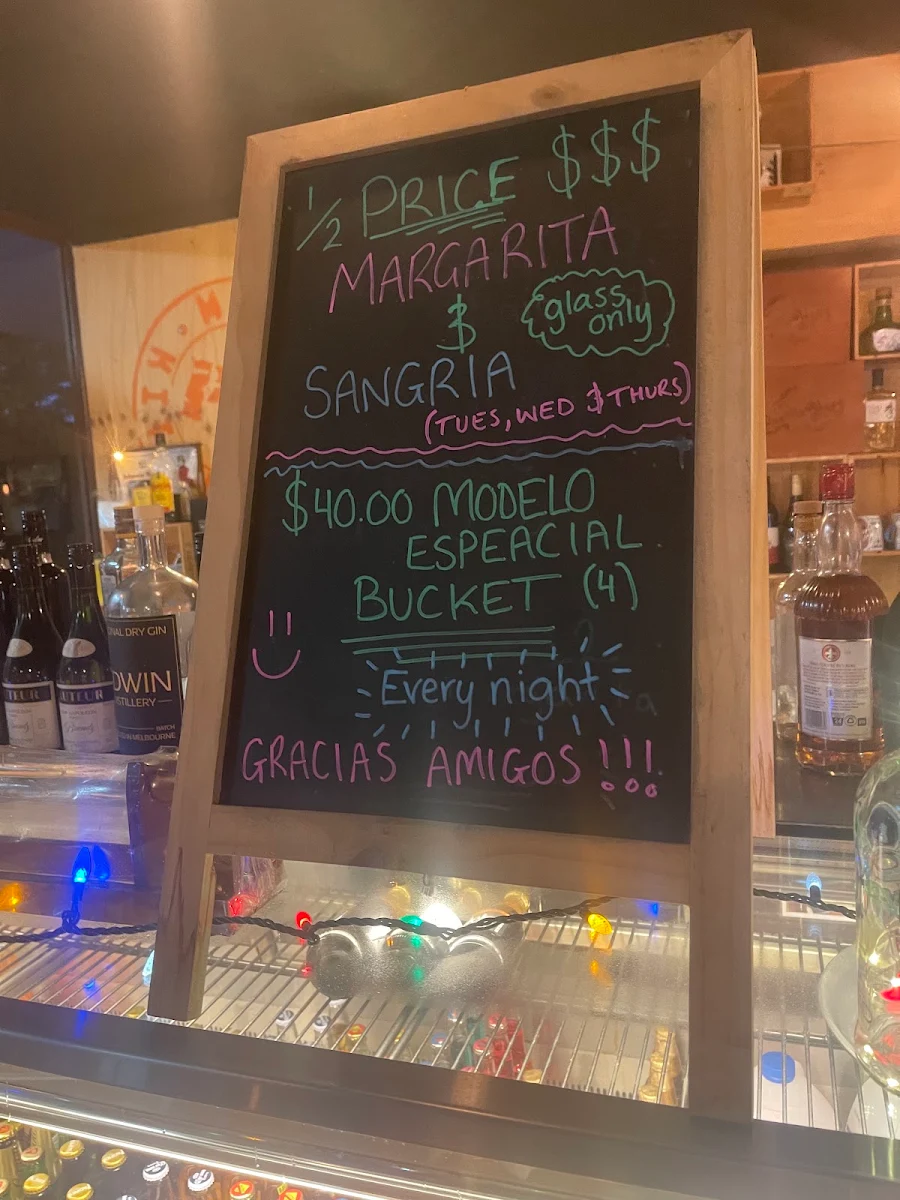 Menu, PJ's Mexican Kitchen Mitcham