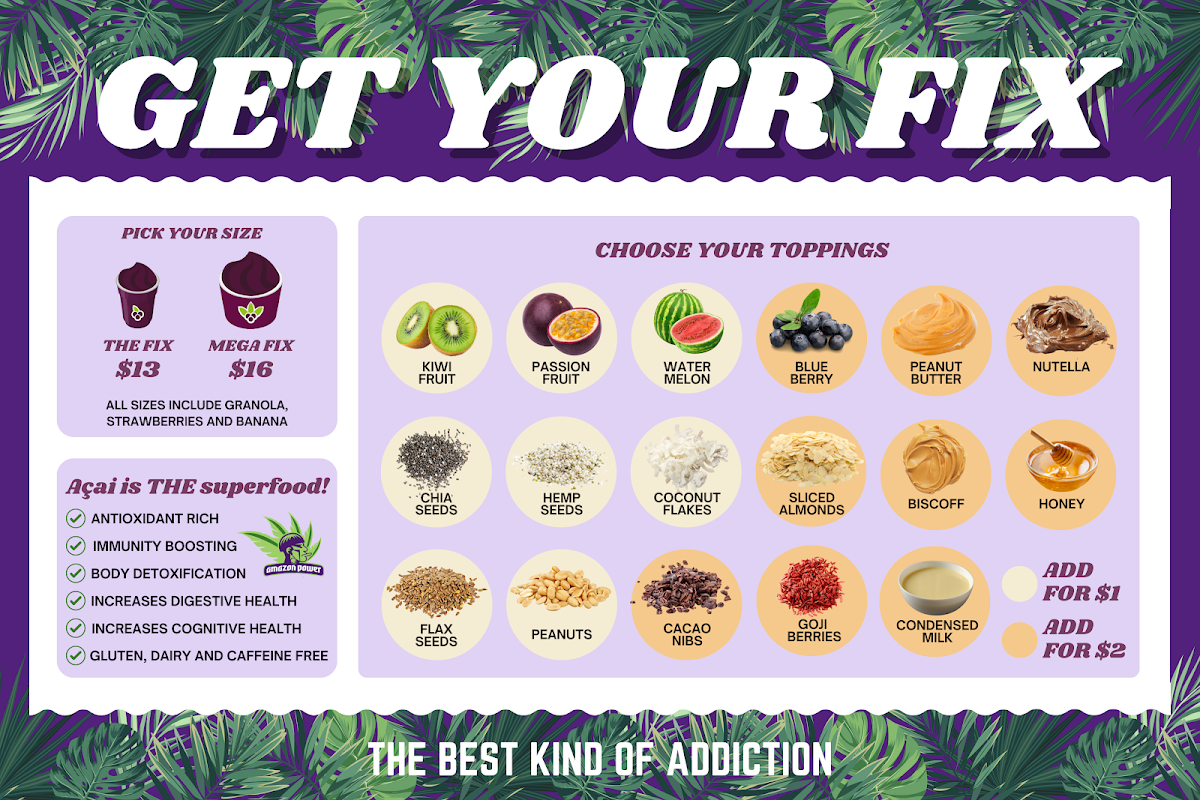 Menu, Acai Fix