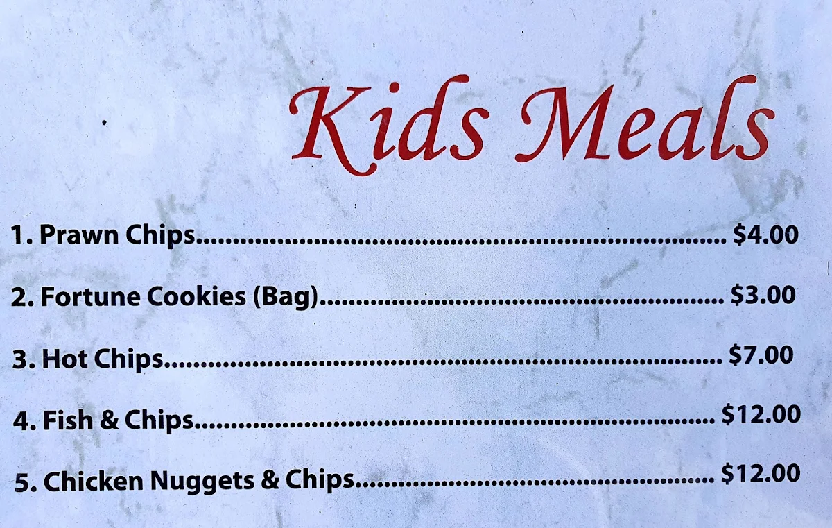 Menu, Tin Cheung Chinese Restaurant