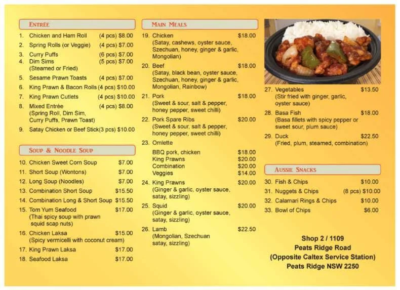 Menu, Asian Kitchen