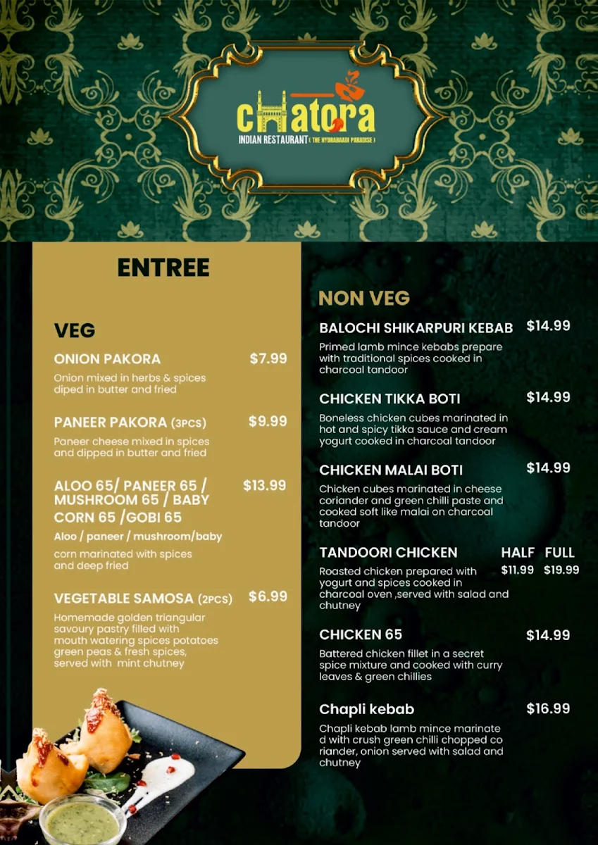 Menu, CHATORA | INDIAN RESTAURANT GEELONG (THE HYDERABADI PARADISE)