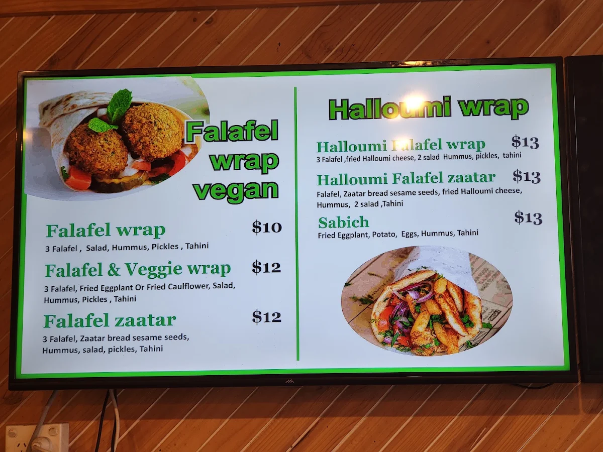 Menu, Falafel Place
