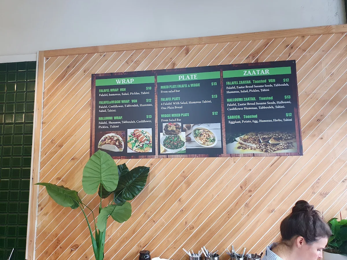 Menu, Falafel Place