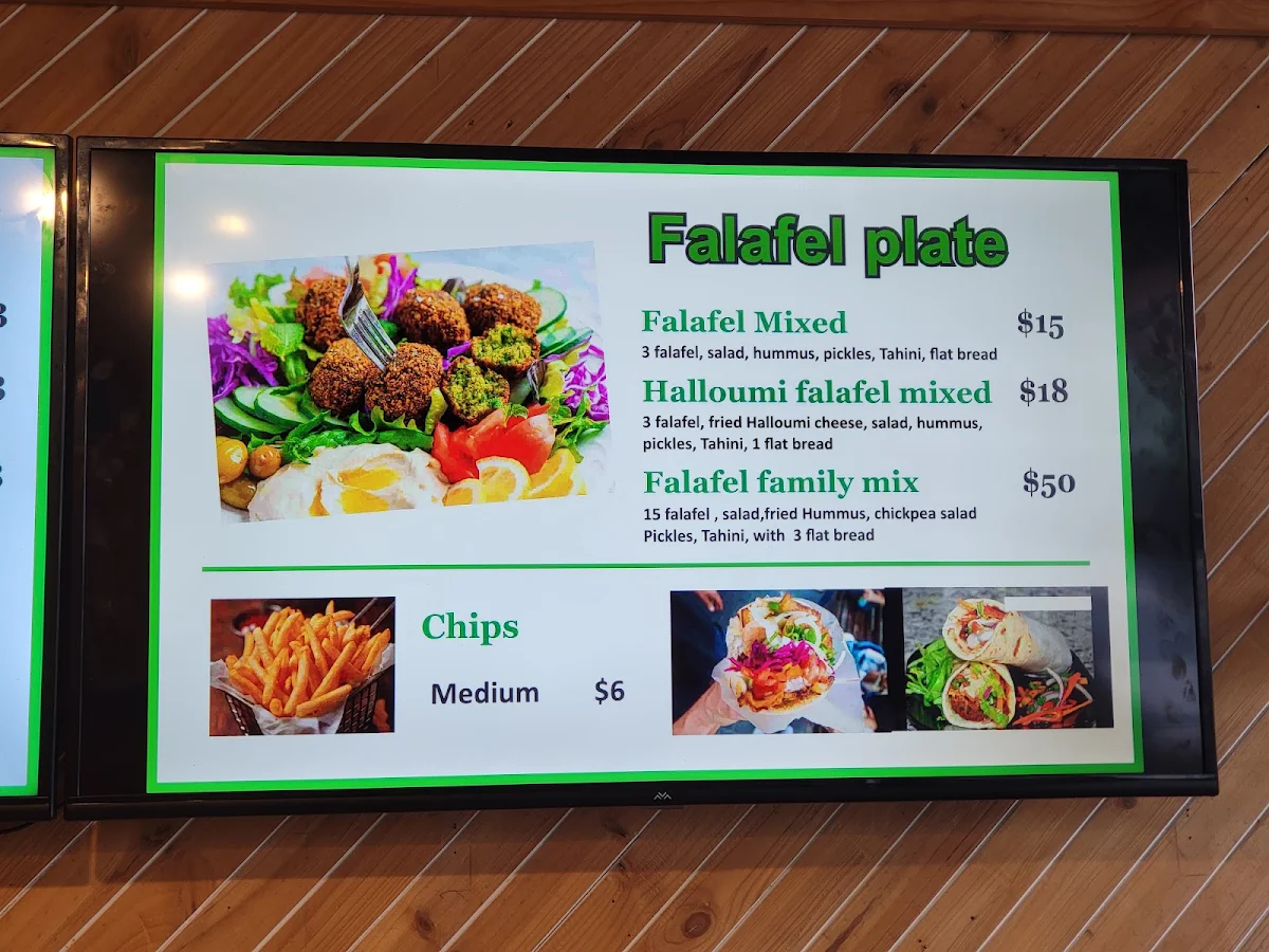 Menu, Falafel Place