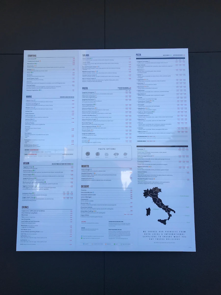 Menu, La Porchetta | Best Italian Restaurant in Phillip Island