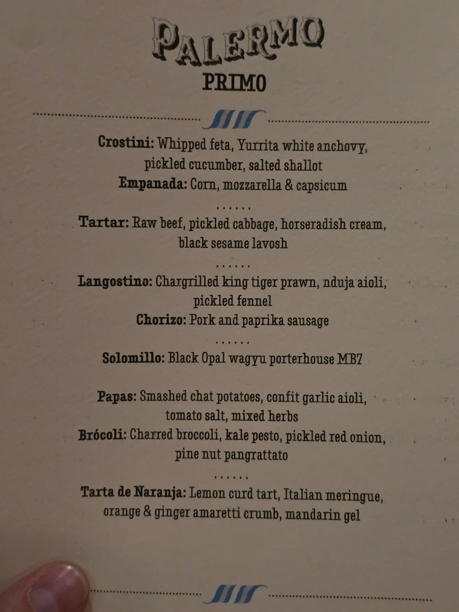 Menu, Palermo