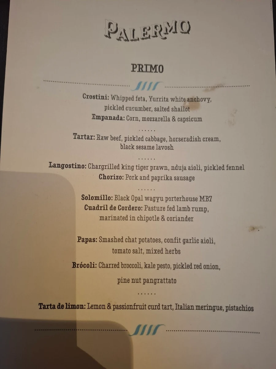 Menu, Palermo