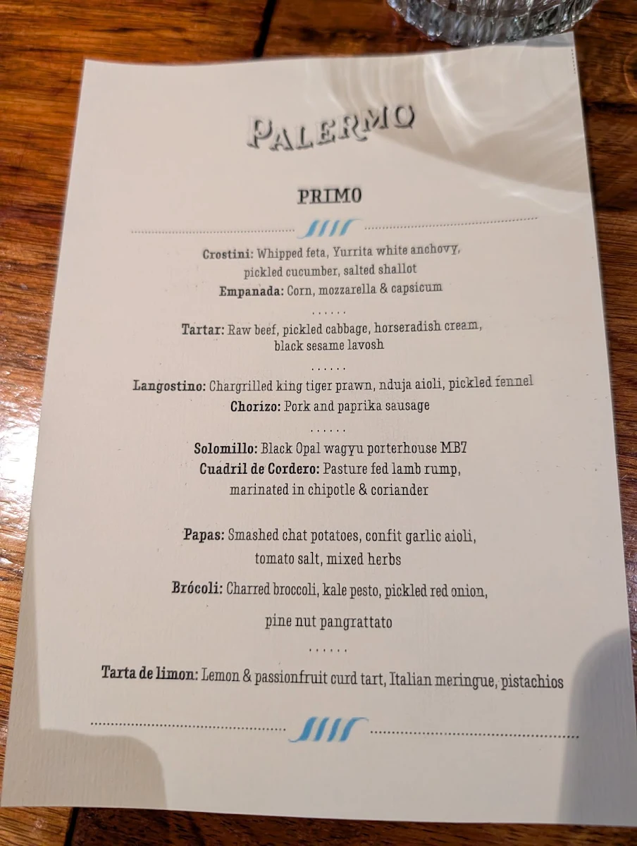Menu, Palermo