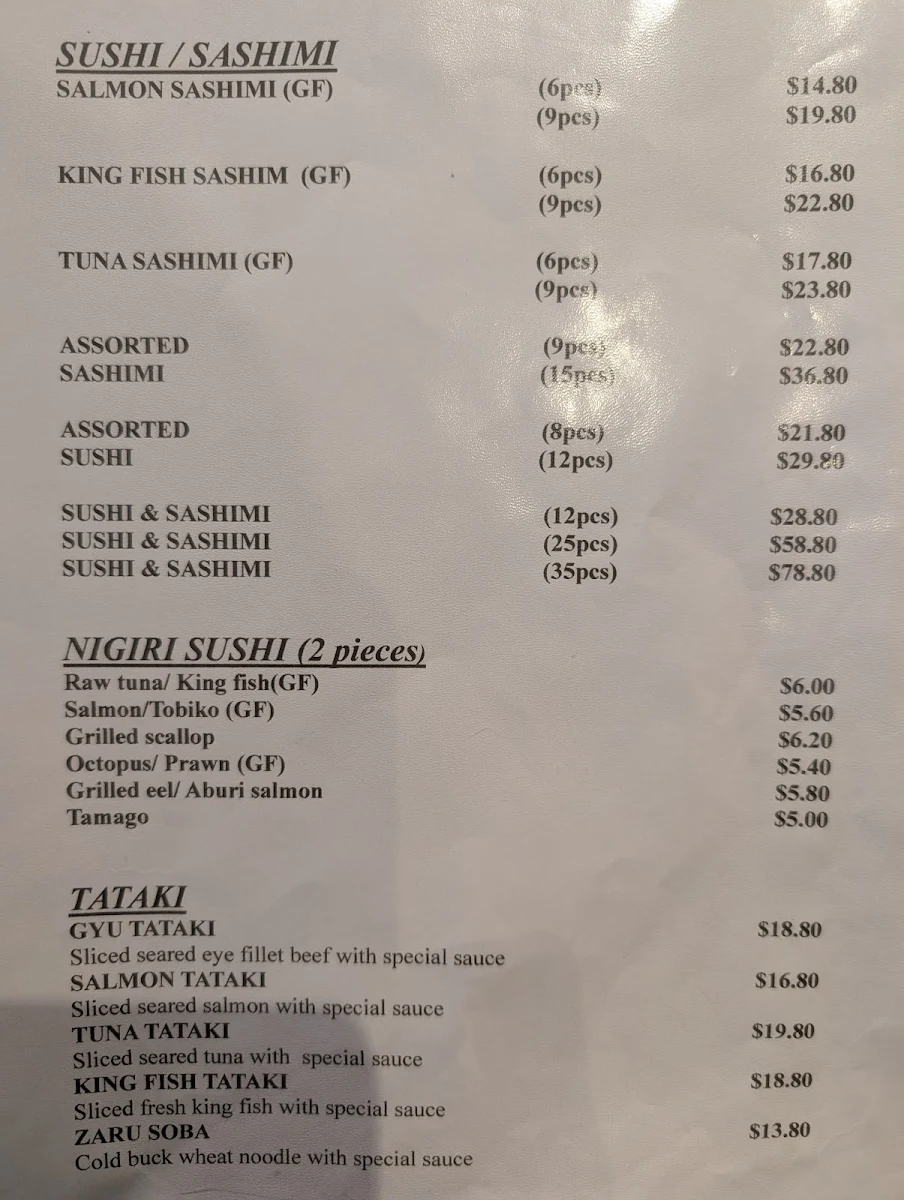 Menu, Omuro Japanese Sushi Restaurant