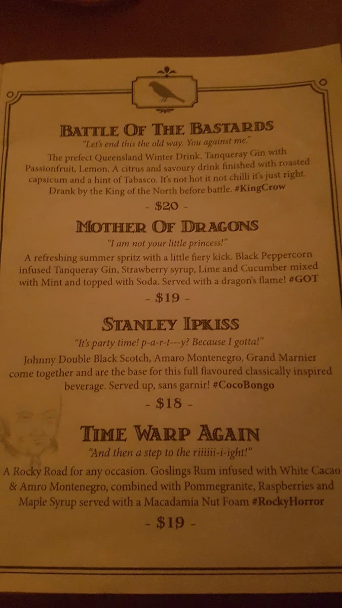 Menu, Canvas Club
