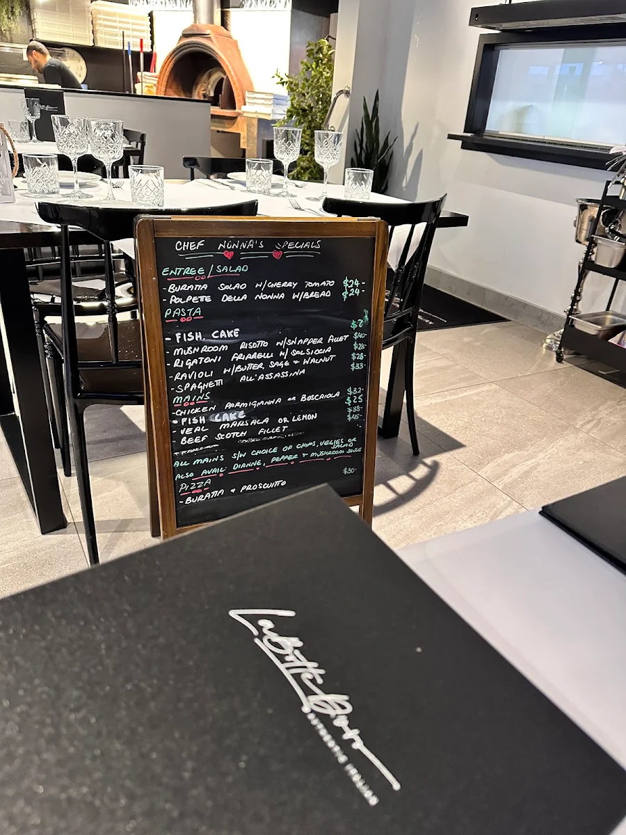 Menu, La Botte D'Oro Restaurant