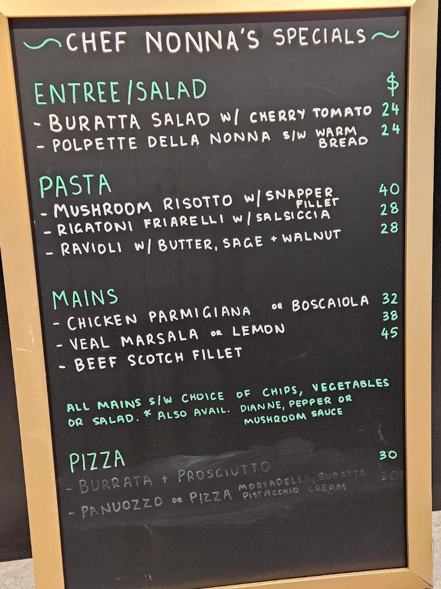 Menu, La Botte D'Oro Restaurant