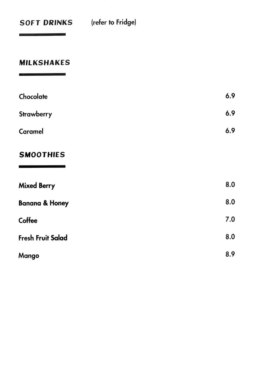 Menu, Blefari Caffè & Cucina