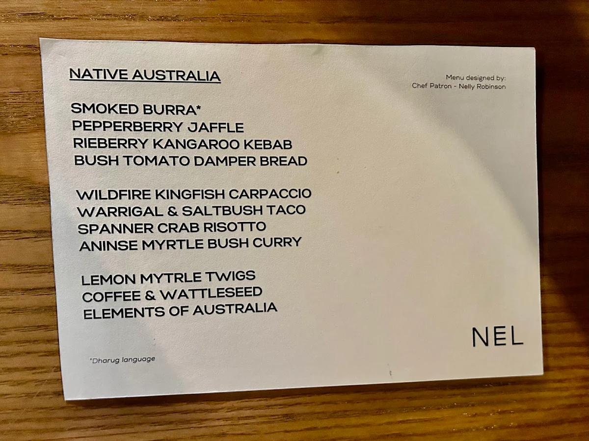 Menu, NEL Restaurant