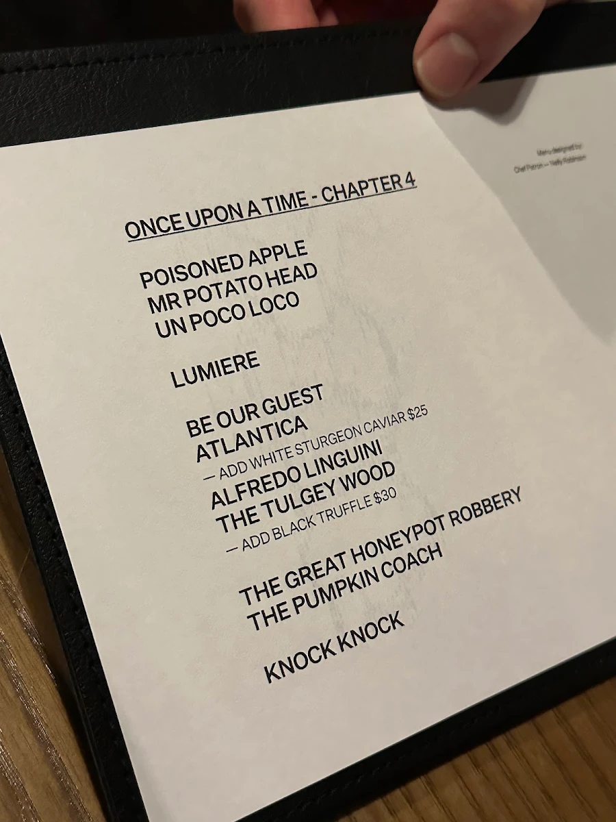 Menu, NEL Restaurant