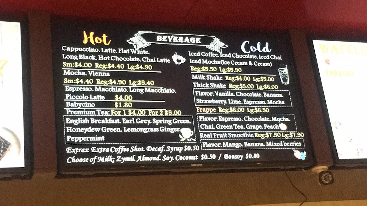 Menu, Square Cafe Mawson Lakes