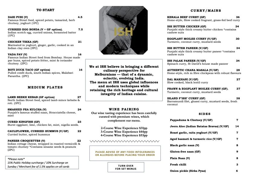 Menu, ISH