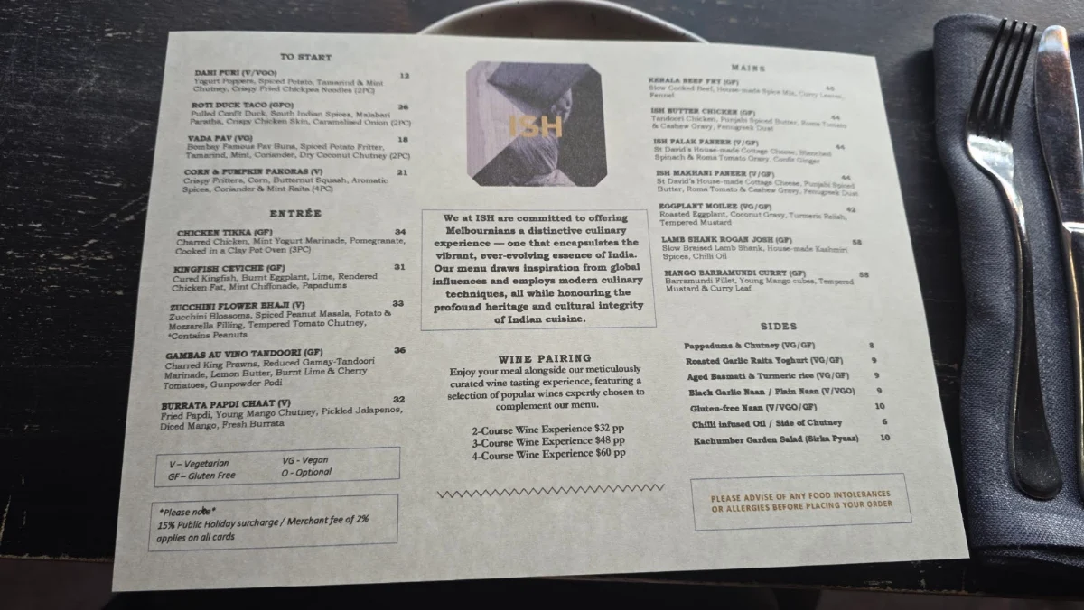 Menu, ISH