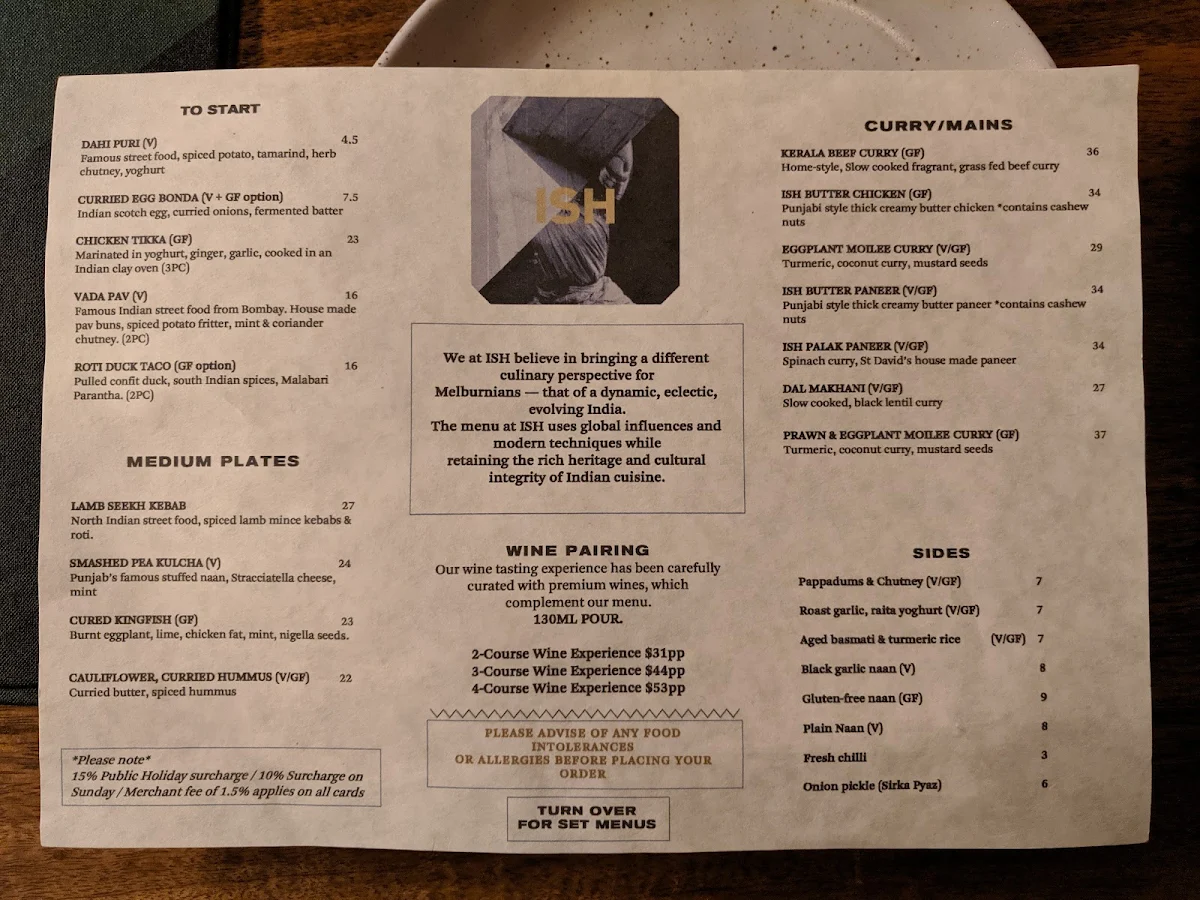 Menu, ISH