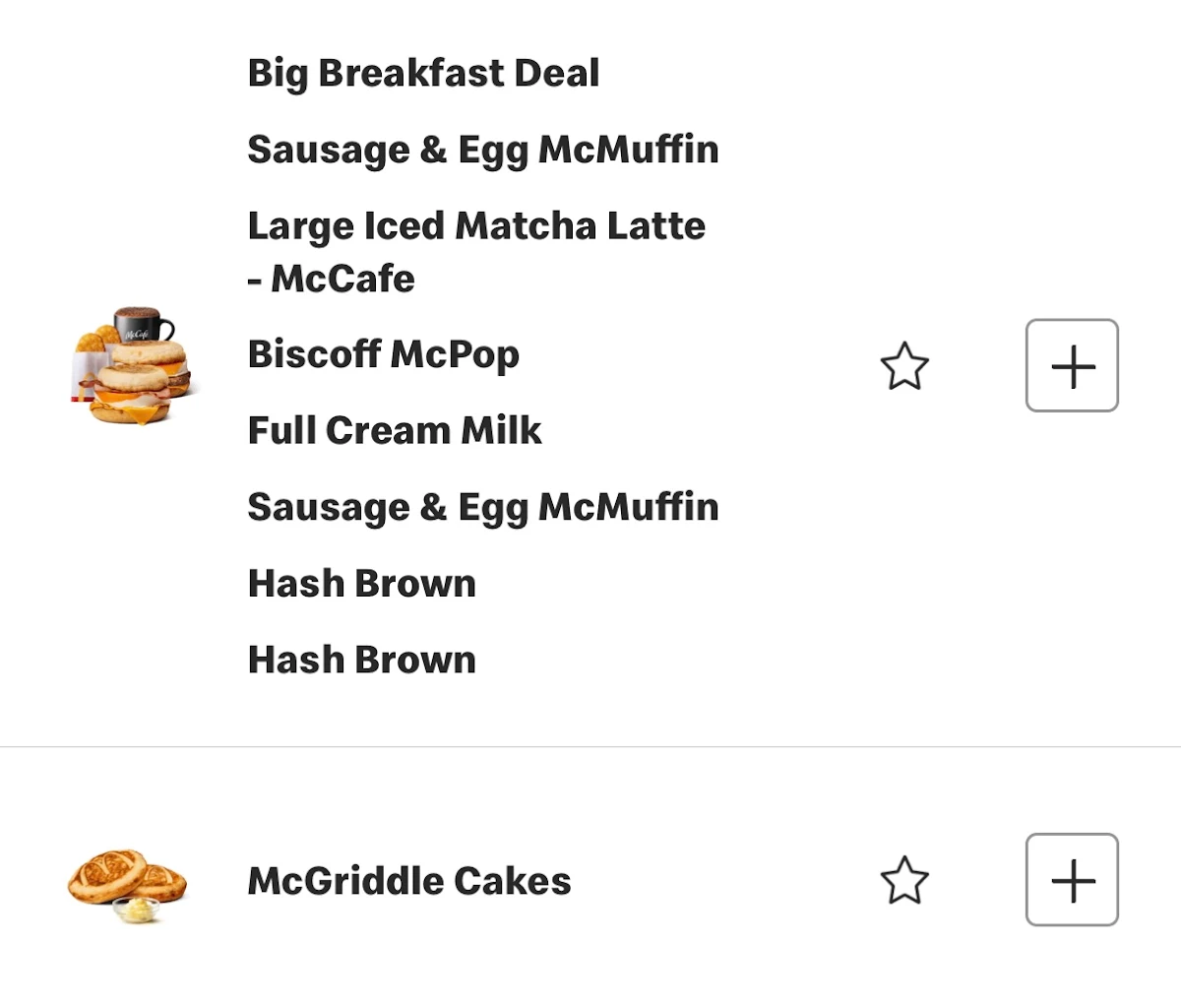 Menu, McDonald's Canning Vale