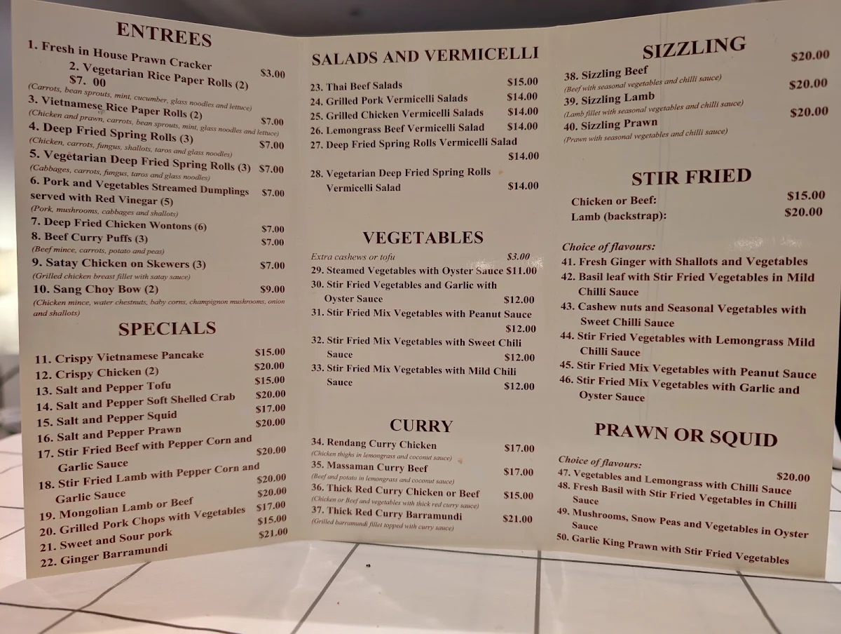 Menu, New JoJo’s