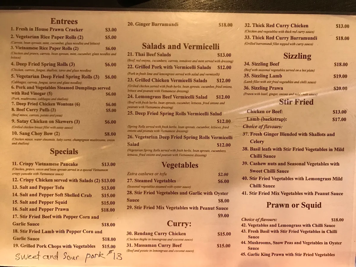 Menu, New JoJo’s