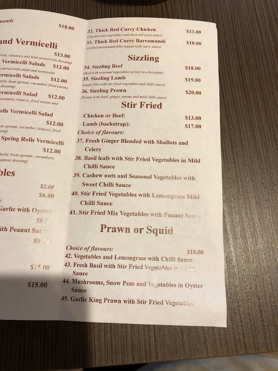 Menu, New JoJo’s