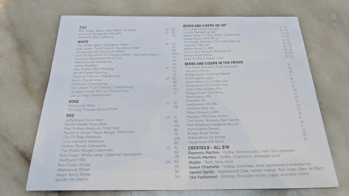 Menu, The Suburban Rooftop & Dining