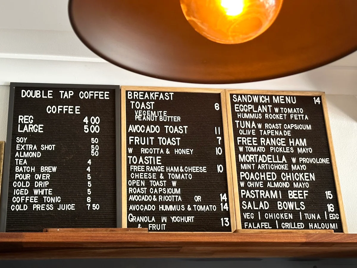 Menu, Double Tap Coffee